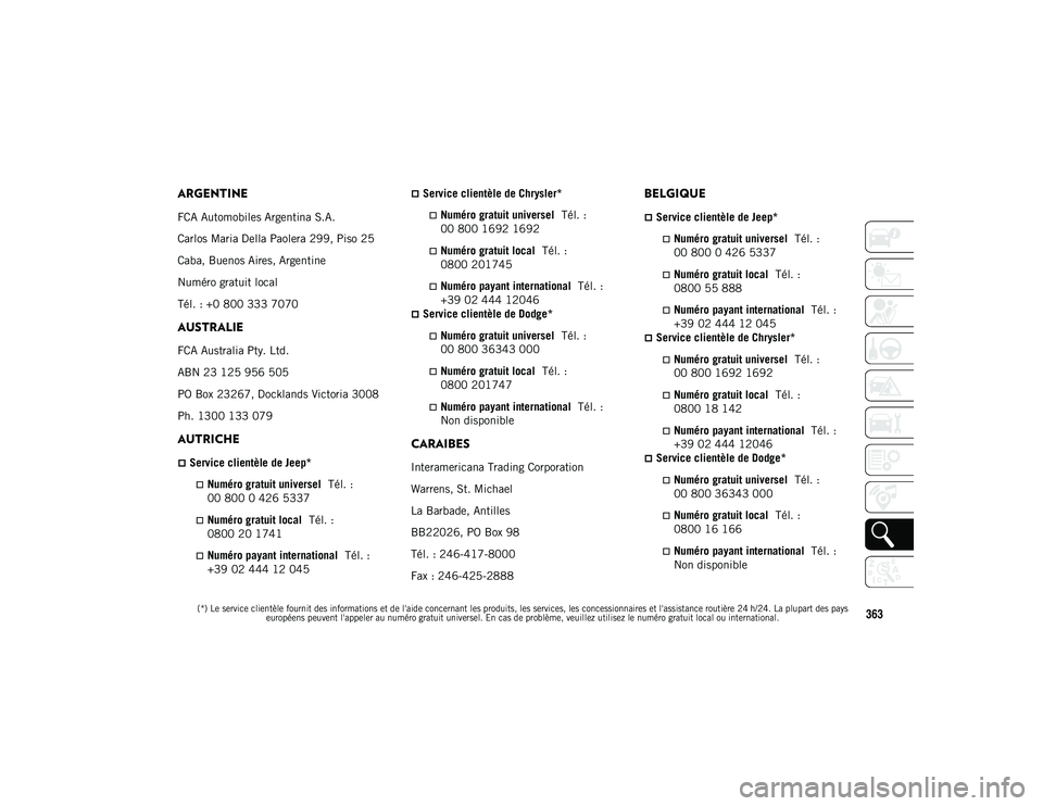 JEEP COMPASS 2020 Notice dentretien (in French)
(*) Le service clientèle fournit des informations et de l'aide concernant les produits, les services, les concessionnaires et l'assistance routière 24 h/24. La plupart des pays européens p JEEP COMPASS 2020 Notice dentretien (in French)
(*) Le service clientèle fournit des informations et de l'aide concernant les produits, les services, les concessionnaires et l'assistance routière 24 h/24. La plupart des pays européens p