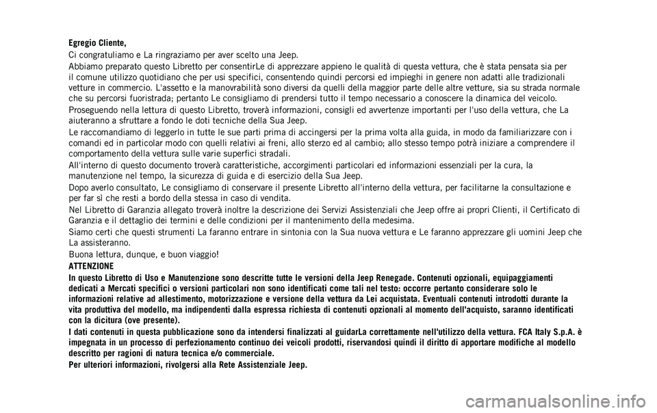 JEEP RENEGADE 2020  Libretto Uso Manutenzione (in Italian) 