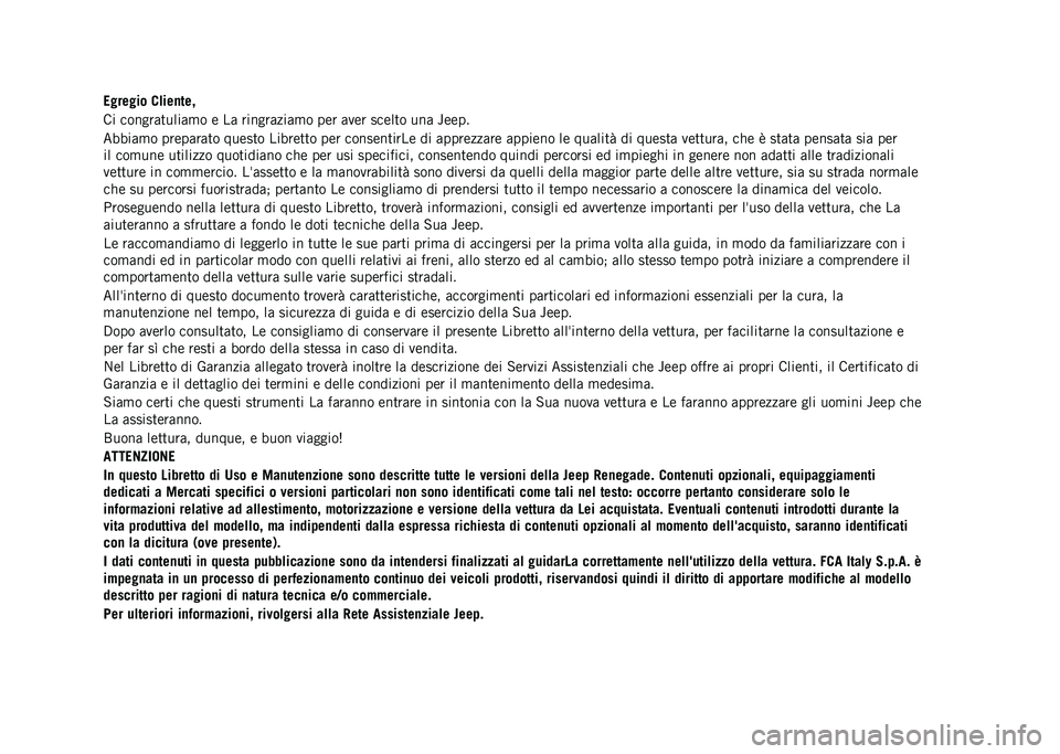 JEEP RENEGADE 2021  Libretto Uso Manutenzione (in Italian) 
