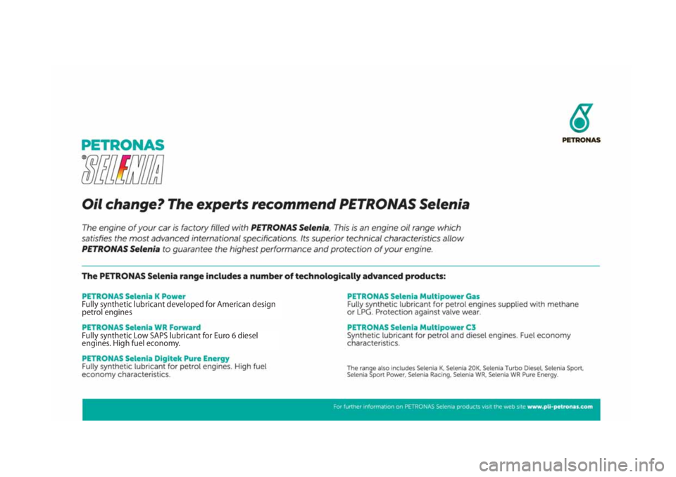 JEEP RENEGADE 2019 Руководство по эксплуатации и техобслуживанию (in Russian) Fully synthetic lubricant developed for American design
petrol engines
Fully synthetic Low SAPS lubricant for Euro 6 diesel
engines. High fuel economy. JEEP RENEGADE 2019 Руководство по эксплуатации и техобслуживанию (in Russian) Fully synthetic lubricant developed for American design
petrol engines
Fully synthetic Low SAPS lubricant for Euro 6 diesel
engines. High fuel economy.
