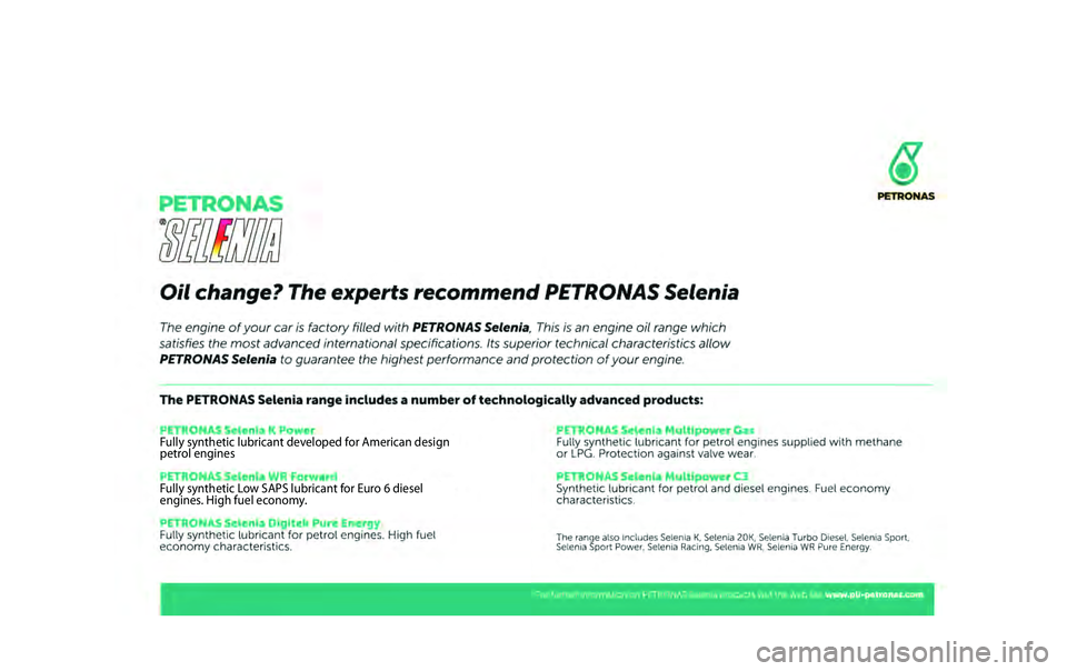 JEEP RENEGADE 2020 Руководство по эксплуатации и техобслуживанию (in Russian) Fully synthetic lubricant developed for American design
petrol engines
Fully synthetic Low SAPS lubricant for Euro 6 diesel
engines. High fuel economy. JEEP RENEGADE 2020 Руководство по эксплуатации и техобслуживанию (in Russian) Fully synthetic lubricant developed for American design
petrol engines
Fully synthetic Low SAPS lubricant for Euro 6 diesel
engines. High fuel economy.