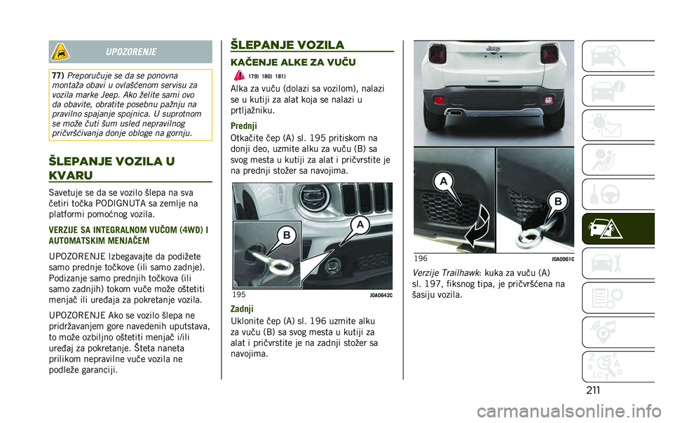 JEEP RENEGADE 2020  Knjižica za upotrebu i održavanje (in Serbian) ����	��
��
�����
�I�I�. ���
��������
 ��
 �� ��
 �����
��
����	��� ����
� � ��
�����
��� ��
��
��� ��
�
����� �����
 �*�
�
�� �5�� �