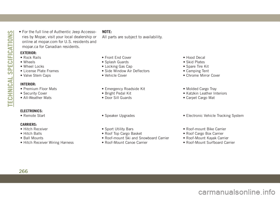 JEEP CHEROKEE 2019 Owner handbook (in English) • For the full line of Authentic Jeep Accesso-
ries by Mopar, visit your local dealership or
online at mopar.com for U.S. residents and
mopar.ca for Canadian residents.NOTE:
All parts are subject to JEEP CHEROKEE 2019 Owner handbook (in English) • For the full line of Authentic Jeep Accesso-
ries by Mopar, visit your local dealership or
online at mopar.com for U.S. residents and
mopar.ca for Canadian residents.NOTE:
All parts are subject to