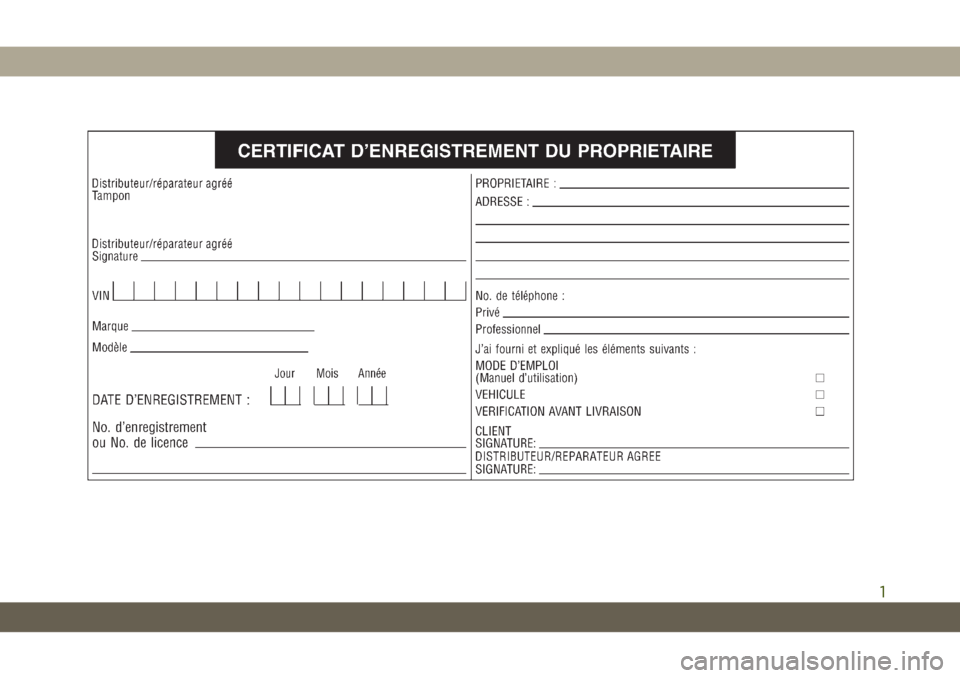 JEEP CHEROKEE 2019 Notice dentretien (in French) 1 JEEP CHEROKEE 2019 Notice dentretien (in French) 1