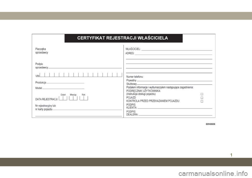 JEEP CHEROKEE 2019 Instrukcja obsługi (in Polish) 1 JEEP CHEROKEE 2019 Instrukcja obsługi (in Polish) 1