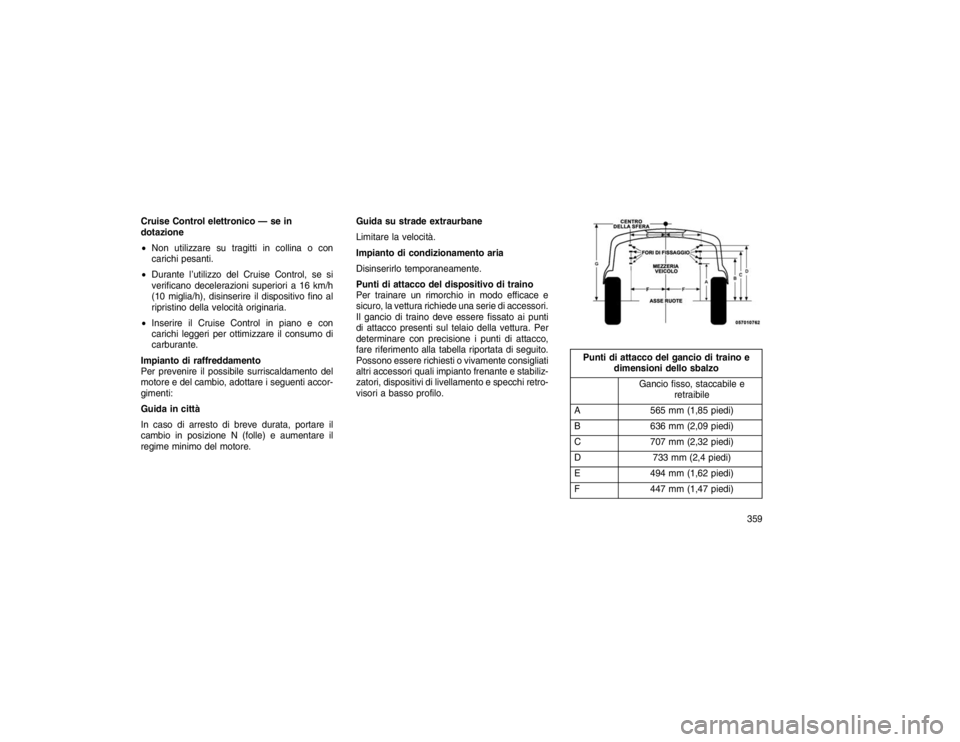 JEEP GRAND CHEROKEE 2016  Libretto Uso Manutenzione (in Italian) Cruise Control elettronico — se in
dotazione
Non utilizzare su tragitti in collina o con
carichi pesanti.
 Durante l’utilizzo del Cruise Control, se si
verificano decelerazioni superiori a 16 km
