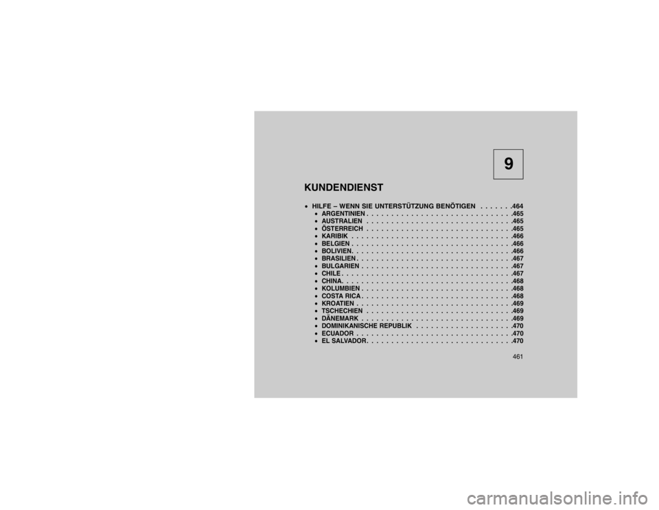 JEEP GRAND CHEROKEE 2015 Betriebsanleitung (in German) 9
KUNDENDIENST
HILFE – WENN SIE UNTERSTÜTZUNG BENÖTIGEN . . . . . . .464
ARGENTINIEN . . . . . . . . . . . . . . . . . . . . . . . . . . . . . .465
AUSTRALIEN . . . . . . . . . . . . . . . . JEEP GRAND CHEROKEE 2015 Betriebsanleitung (in German) 9
KUNDENDIENST
HILFE – WENN SIE UNTERSTÜTZUNG BENÖTIGEN . . . . . . .464
ARGENTINIEN . . . . . . . . . . . . . . . . . . . . . . . . . . . . . .465
AUSTRALIEN . . . . . . . . . . . . . . . .