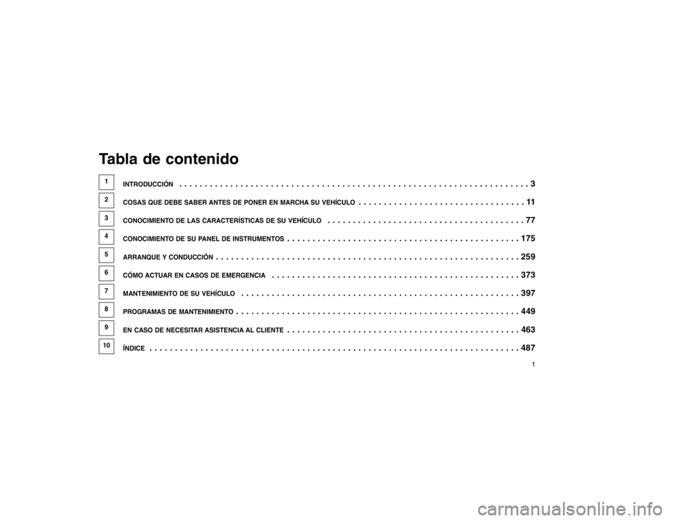 JEEP GRAND CHEROKEE 2015  Manual de Empleo y Cuidado (in Spanish) Tabla de contenido1INTRODUCCIÓN
. . . . . . . . . . . . . . . . . . . . . . . . . . . . . . . . . . . . . . . . . . . . . . . . . . . . . . . . . . . . . . . . . . . . . 3
2
COSAS QUE DEBE SABER ANTE