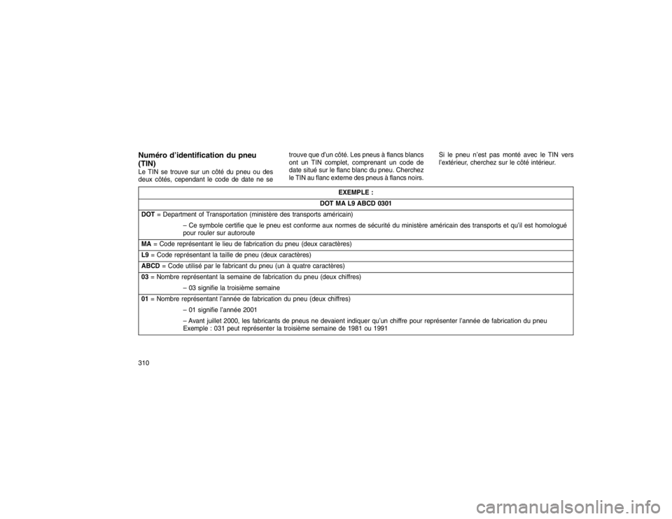JEEP GRAND CHEROKEE 2016  Notice dentretien (in French) Numéro d’identification du pneu
(TIN)Le TIN se trouve sur un côté du pneu ou des
deux côtés, cependant le code de date ne setrouve que d’un côté. Les pneus à flancs blancs
ont un TIN compl