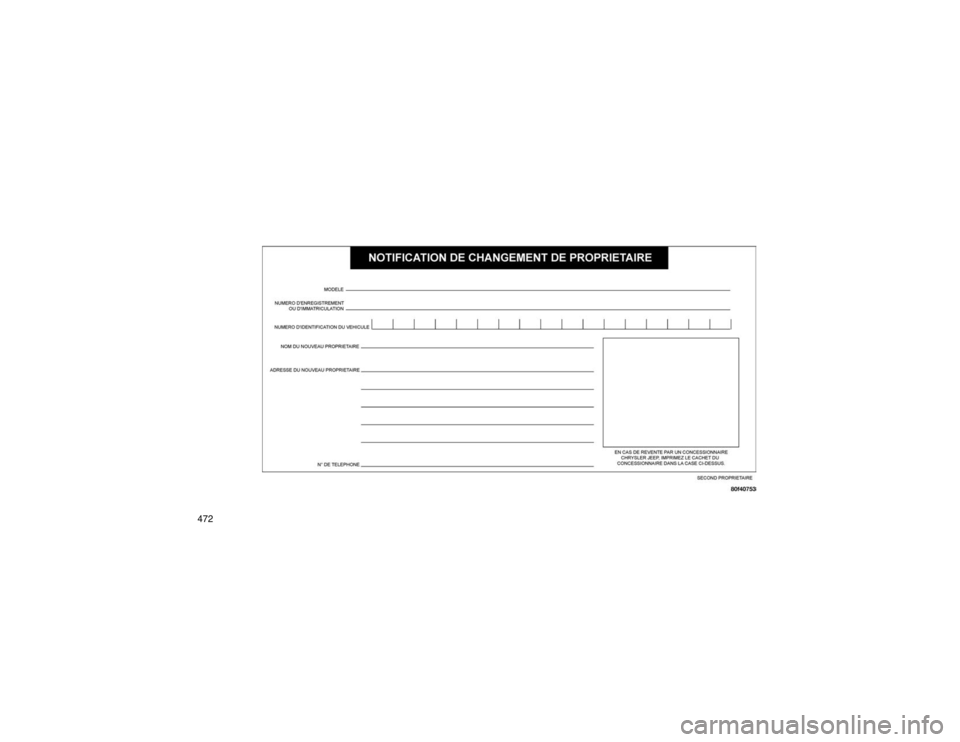 JEEP GRAND CHEROKEE 2016  Notice dentretien (in French) 472  