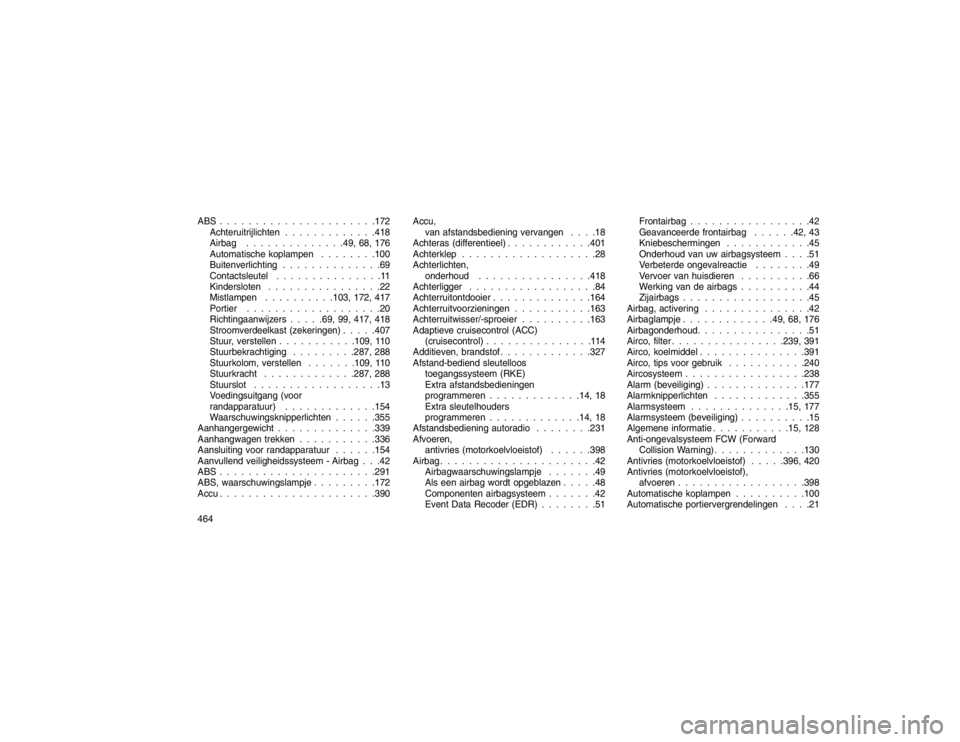 JEEP GRAND CHEROKEE 2015 Instructieboek (in Dutch) ABS . . . . . . . . . . . . . . . . . . . . . .172Achteruitrijlichten . . . . . . . . . . . . .418
Airbag . . . . . . . . . . . . . .49, 68, 176
Automatische koplampen . . . . . . . .100
Buitenverlich JEEP GRAND CHEROKEE 2015 Instructieboek (in Dutch) ABS . . . . . . . . . . . . . . . . . . . . . .172Achteruitrijlichten . . . . . . . . . . . . .418
Airbag . . . . . . . . . . . . . .49, 68, 176
Automatische koplampen . . . . . . . .100
Buitenverlich