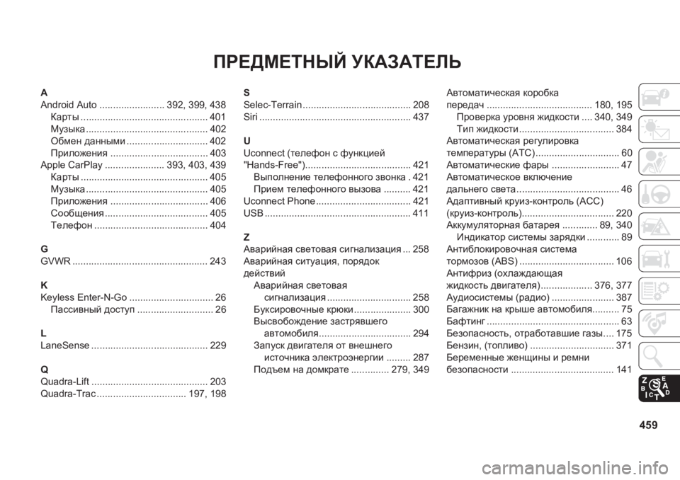 JEEP GRAND CHEROKEE 2020  Руководство по эксплуатации и техобслуживанию (in Russian) 459
IJ?>F?LGUC�MD:A:L?EV
�$
�$�Q�G�U�R�L�G��$�X�W�R ������������������������ �������������
DZjlu ��������������������