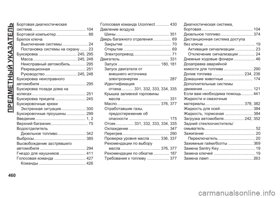 JEEP GRAND CHEROKEE 2020  Руководство по эксплуатации и техобслуживанию (in Russian) 460
IJ?>F?LGUC�MD:A:L?EV
;hjlh\Zy�^bZ]ghklbq_kdZy�
kbkl_fZ���������������������������������������������