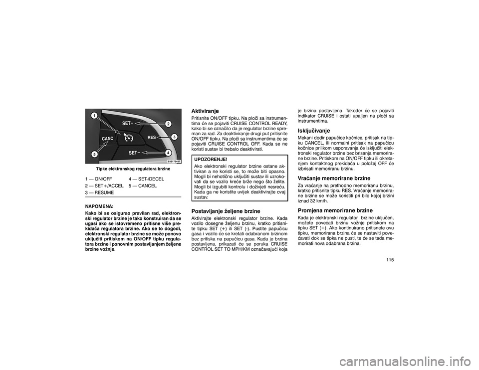 JEEP GRAND CHEROKEE 2020  Knjižica s uputama za uporabu i održavanje (in Croatian) �7�L�S�N�H��H�O�H�N�W�U�R�Q�V�N�R�J��U�H�J�X�O�D�W�R�U�D��E�U�]�L�Q�H
���³��2�1��2�)�)�� ���³��6�(�7����(�&�(�/ 
���³��6�(�7���$�&�&�(�/� ���³��&�$�1�&�(�/ 
���³��5�(�6