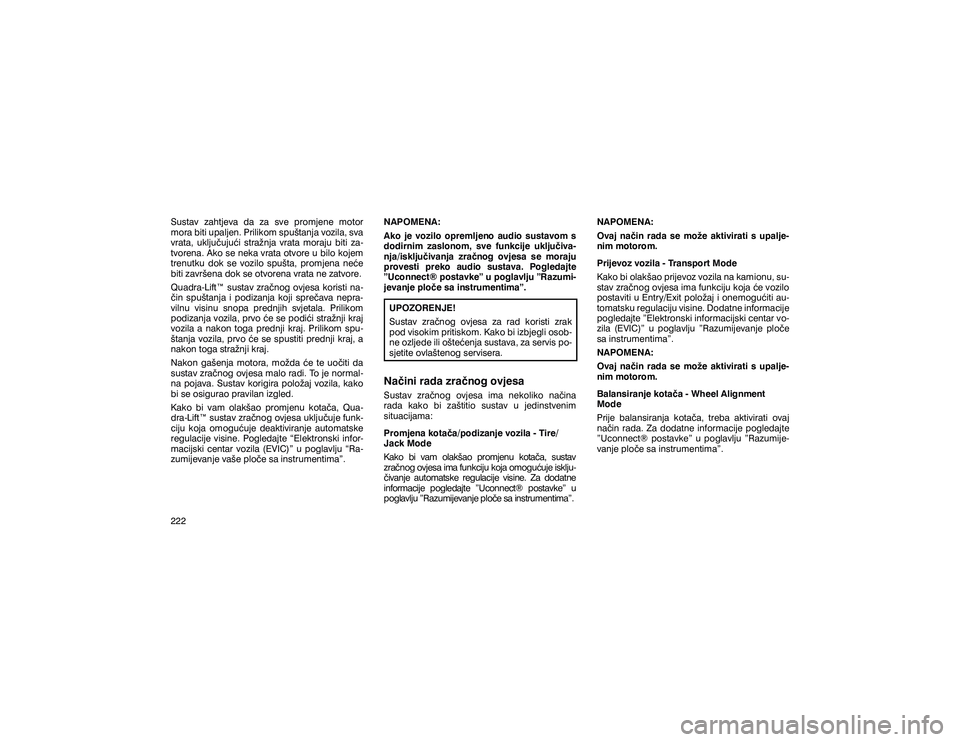 JEEP GRAND CHEROKEE 2020  Knjižica s uputama za uporabu i održavanje (in Croatian) �6�X�V�W�D�Y� �]�D�K�W�M�H�Y�D� �G�D� �]�D� �V�Y�H� �S�U�R�P�M�H�Q�H� �P�R�W�R�U� 
�P�R�U�D��E�L�W�L��X�S�D�O�M�H�Q���3�U�L�O�L�N�R�P��V�S�X�å�W�D�Q�M�D��Y�R�]�L�O�D���V�Y�D� 
�Y�U�D�