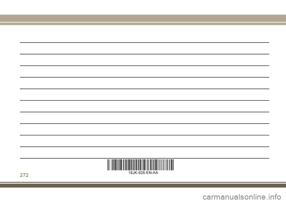 JEEP WRANGLER 2020 Owner handbook (in English) 272 JEEP WRANGLER 2020 Owner handbook (in English) 272