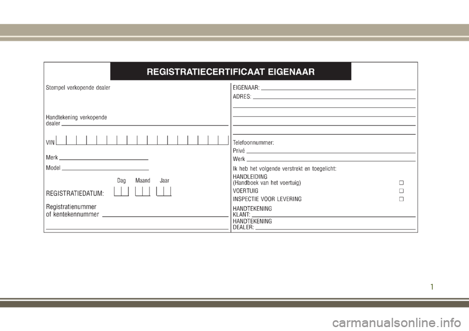 JEEP WRANGLER 2020 Instructieboek (in Dutch) 1 JEEP WRANGLER 2020 Instructieboek (in Dutch) 1