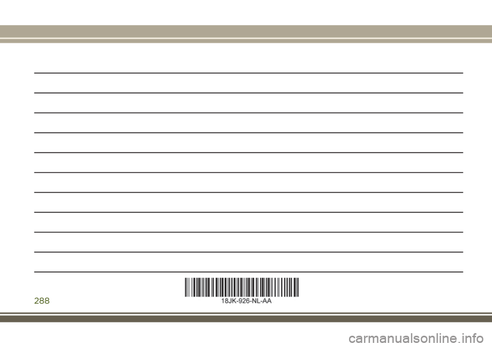 JEEP WRANGLER 2020 Instructieboek (in Dutch) 288 JEEP WRANGLER 2020 Instructieboek (in Dutch) 288