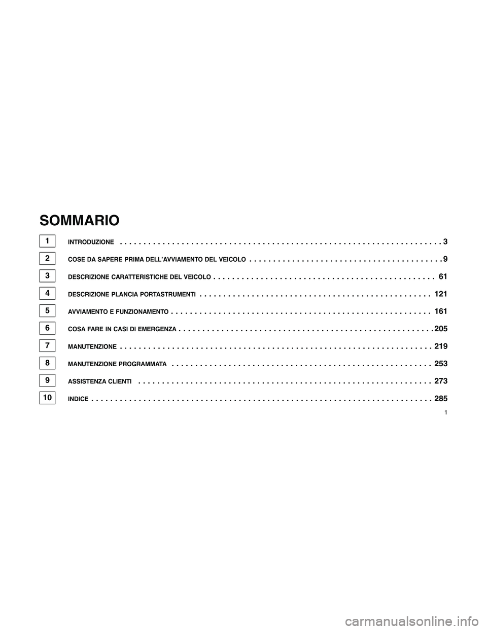 JEEP PATRIOT 2018 Libretto Uso Manutenzione (in Italian) SOMMARIO
1INTRODUZIONE....................................................................3
2COSE DA SAPERE PRIMA DELL’AVVIAMENTO DEL VEICOLO.........................................9
3DESCRIZIONE C JEEP PATRIOT 2018 Libretto Uso Manutenzione (in Italian) SOMMARIO
1INTRODUZIONE....................................................................3
2COSE DA SAPERE PRIMA DELL’AVVIAMENTO DEL VEICOLO.........................................9
3DESCRIZIONE C