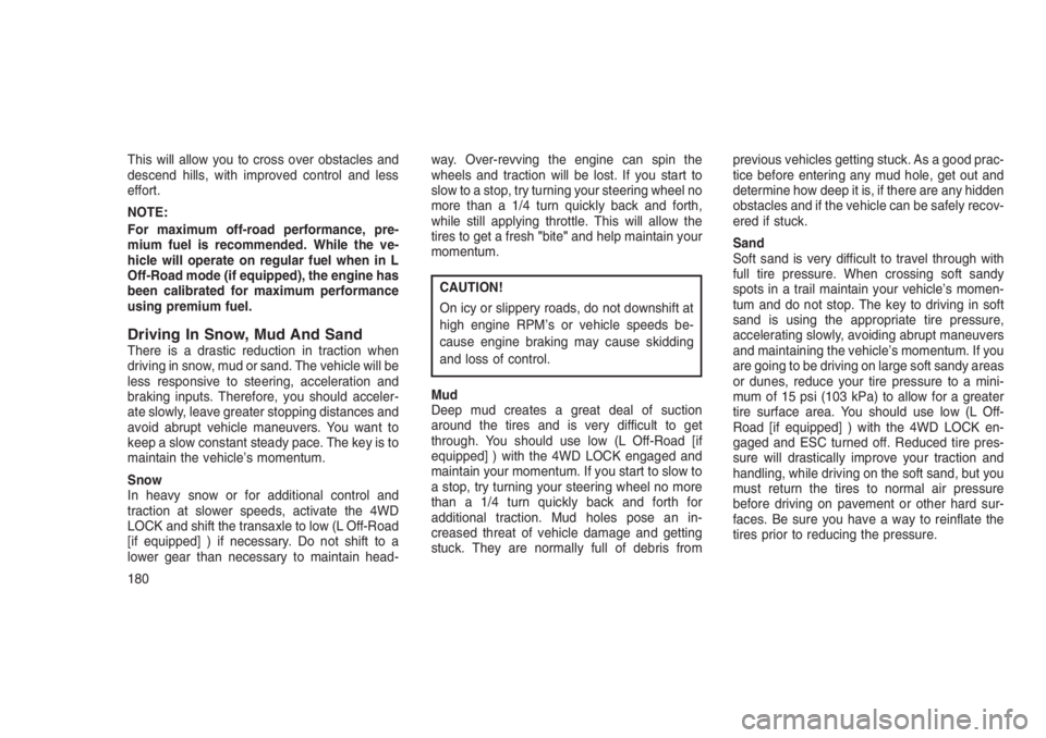 JEEP PATRIOT 2020 Owner handbook (in English) This will allow you to cross over obstacles and
descend hills, with improved control and less
effort.
NOTE:
For maximum off-road performance, pre-
mium fuel is recommended. While the ve-
hicle will op JEEP PATRIOT 2020 Owner handbook (in English) This will allow you to cross over obstacles and
descend hills, with improved control and less
effort.
NOTE:
For maximum off-road performance, pre-
mium fuel is recommended. While the ve-
hicle will op