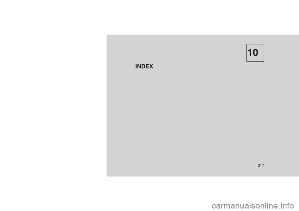 JEEP PATRIOT 2019 Owner handbook (in English) 10
INDEX
317 JEEP PATRIOT 2019 Owner handbook (in English) 10
INDEX
317
