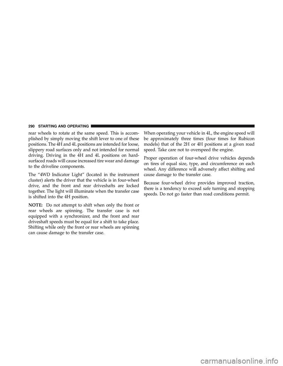 JEEP WRANGLER UNLIMITED 2009  Owners Manual 