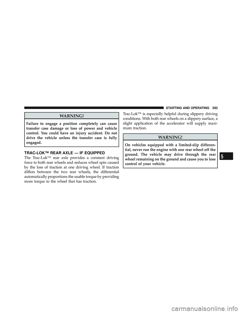 JEEP WRANGLER UNLIMITED 2009  Owners Manual 