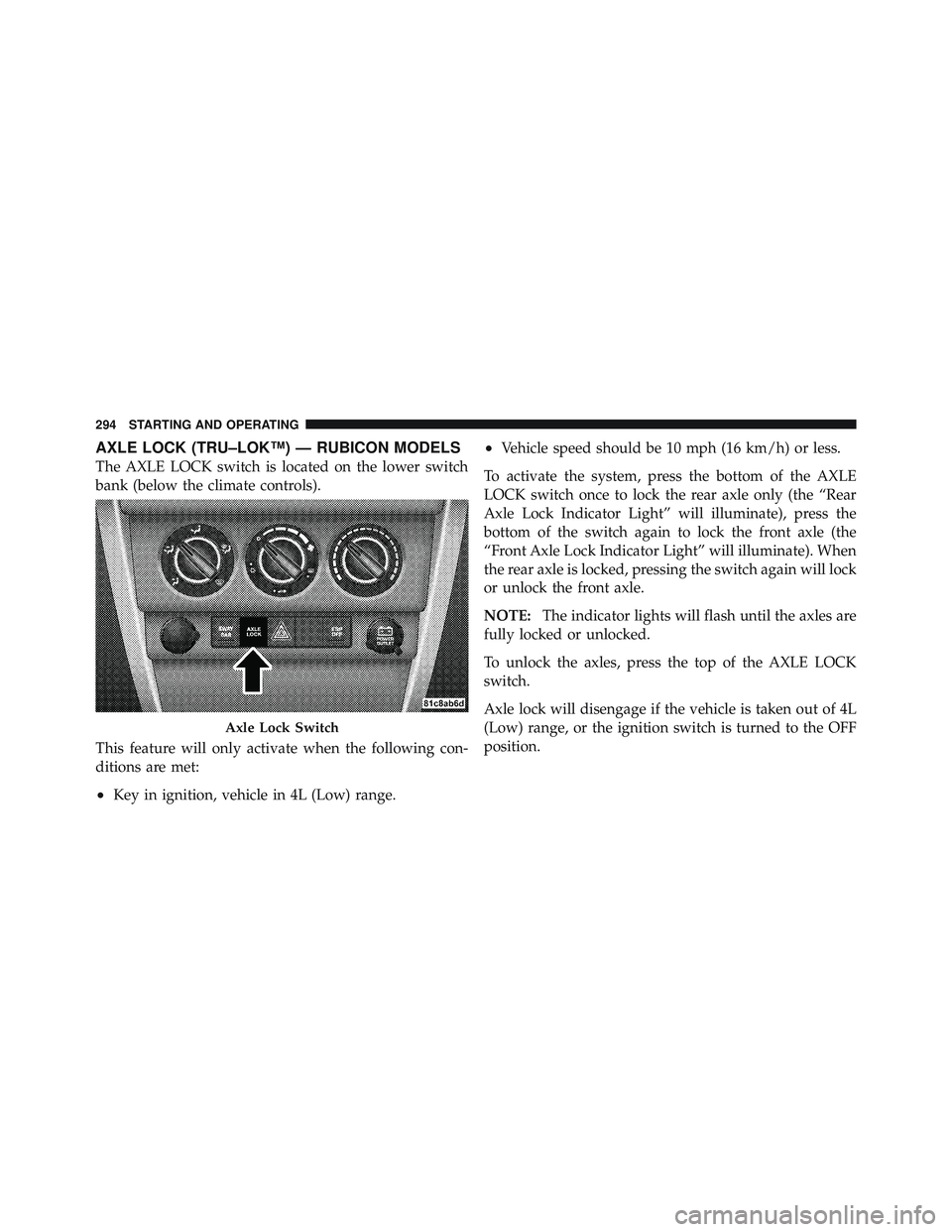 JEEP WRANGLER UNLIMITED 2009  Owners Manual 