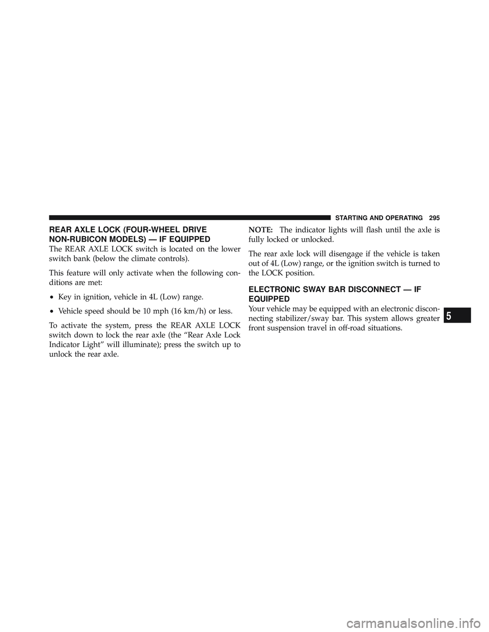 JEEP WRANGLER UNLIMITED 2009  Owners Manual 