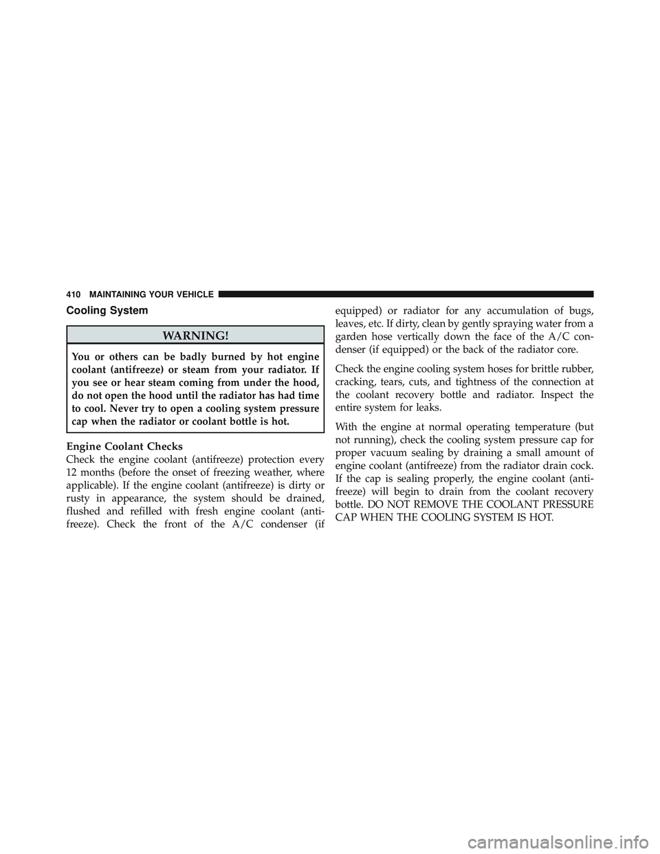 JEEP WRANGLER UNLIMITED 2009  Owners Manual Cooling System 