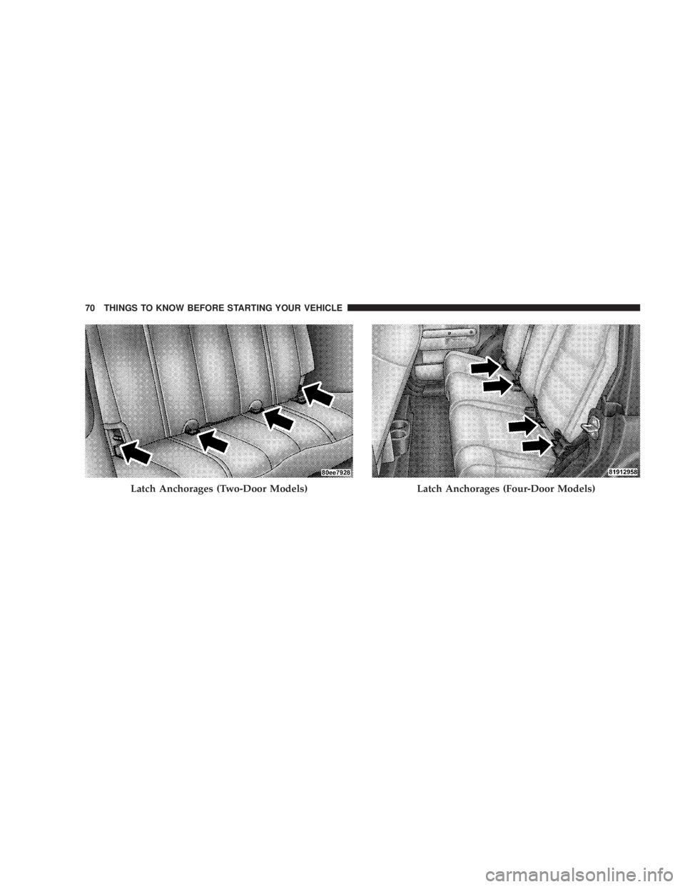 JEEP WRANGLER UNLIMITED 2008 Manual PDF Latch Anchorages (Two-Door Models) 