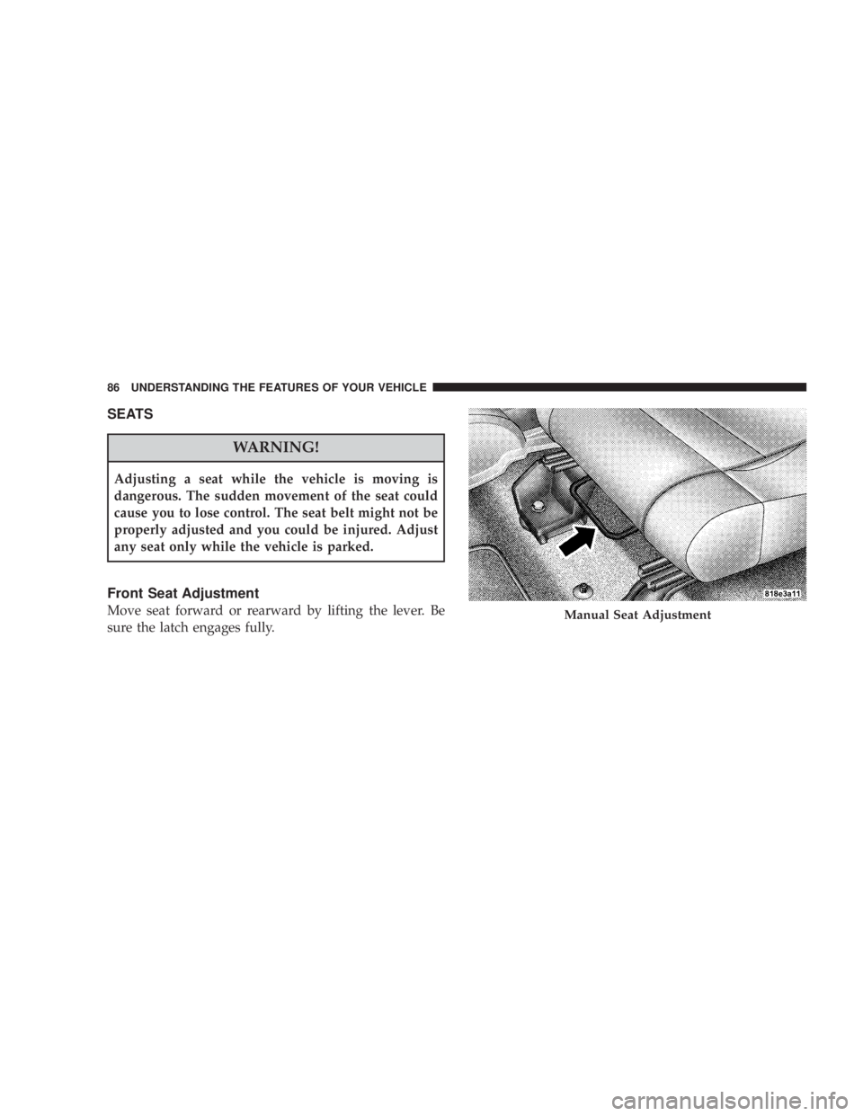JEEP WRANGLER UNLIMITED 2008 Manual Online SEATS 
