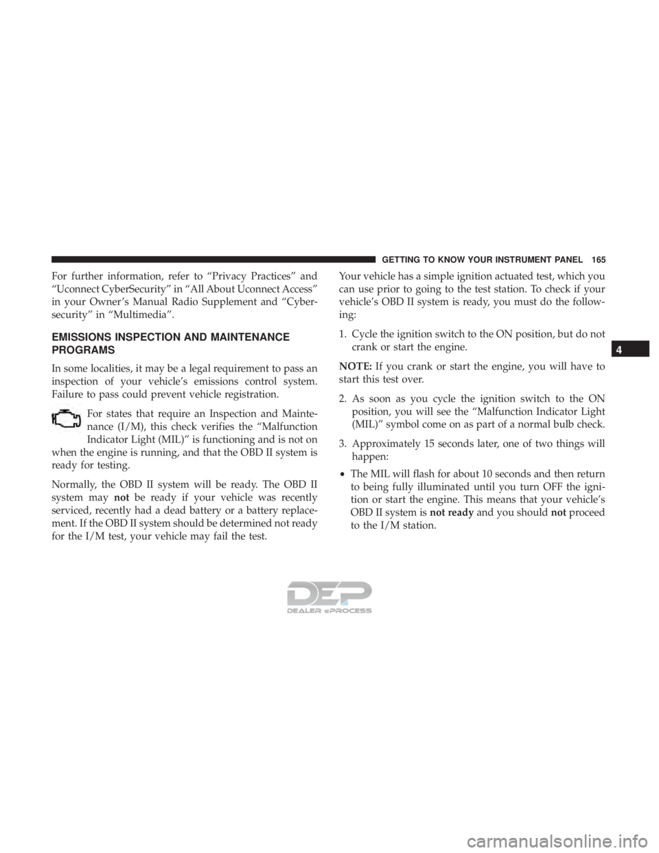 JEEP RENEGADE LATITUDE 2017  Owners Manual 4
GETTING TO KNOW YOUR INSTRUMENT PANEL 165  