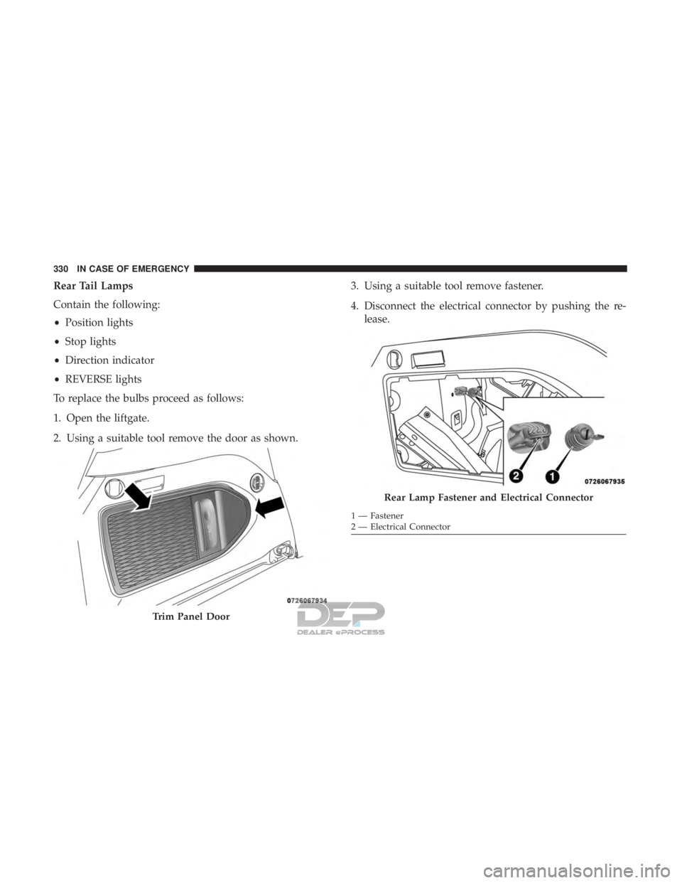 JEEP RENEGADE LATITUDE 2017 Owners Manual Rear Lamp Fastener and Electrical Connector JEEP RENEGADE LATITUDE 2017 Owners Manual Rear Lamp Fastener and Electrical Connector