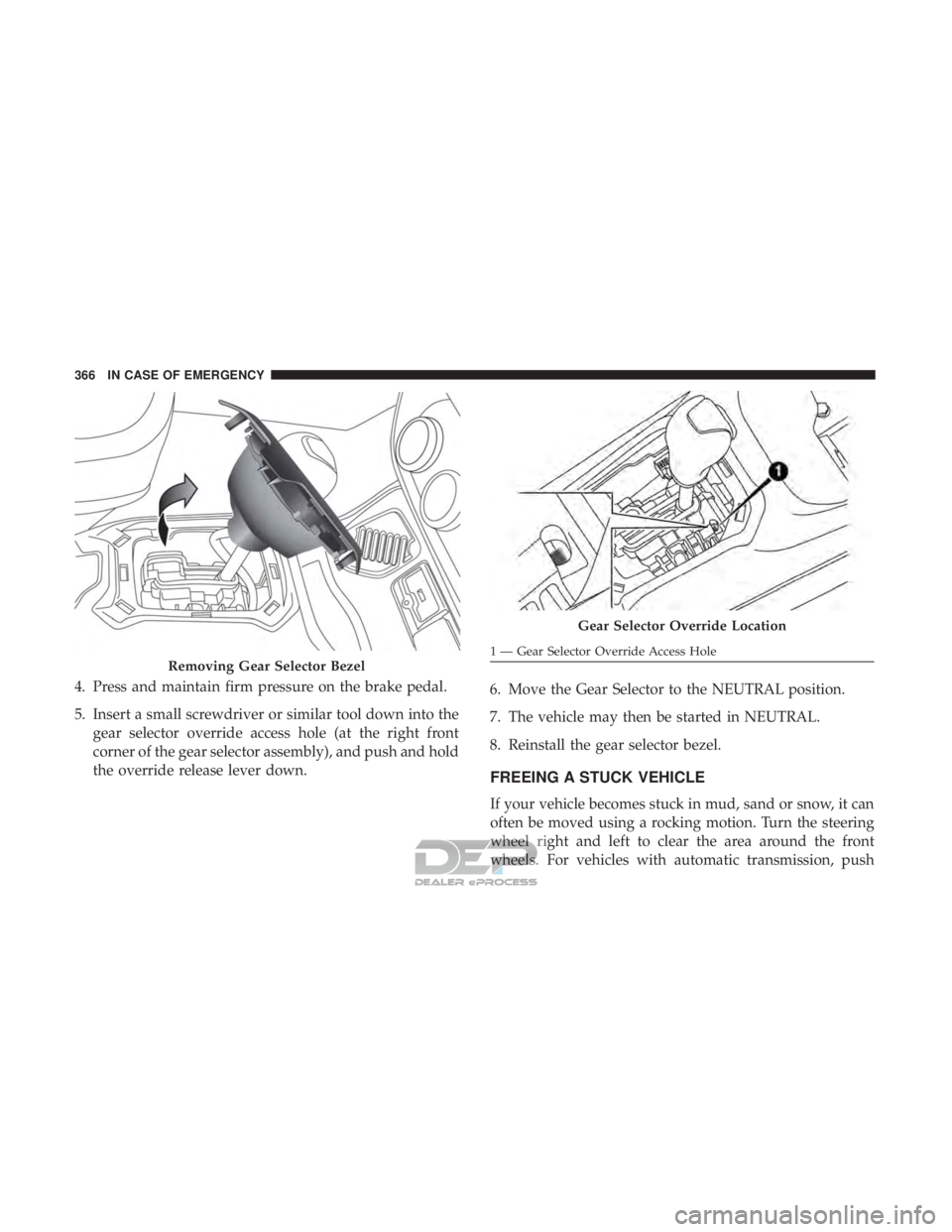 JEEP RENEGADE LATITUDE 2017  Owners Manual Gear Selector Override Location  