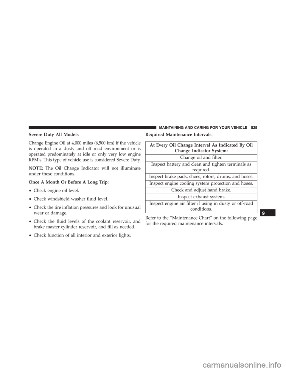JEEP RENEGADE TRAILHAWK 2016 Owners Manual MAINTAINING AND CARING FOR YOUR VEHICLE 525 JEEP RENEGADE TRAILHAWK 2016 Owners Manual MAINTAINING AND CARING FOR YOUR VEHICLE 525