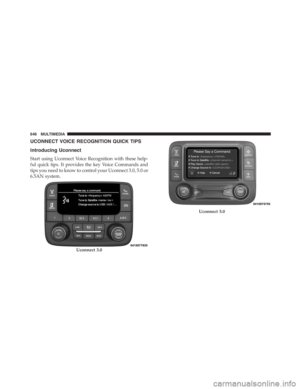 JEEP RENEGADE TRAILHAWK 2016  Owners Manual Uconnect 5.0
646 MULTIMEDIA 