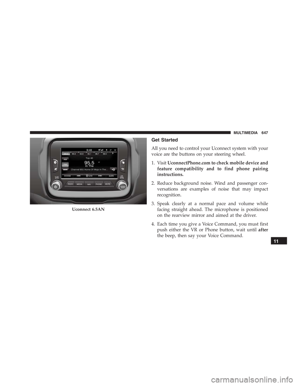 JEEP RENEGADE TRAILHAWK 2016  Owners Manual MULTIMEDIA 647 