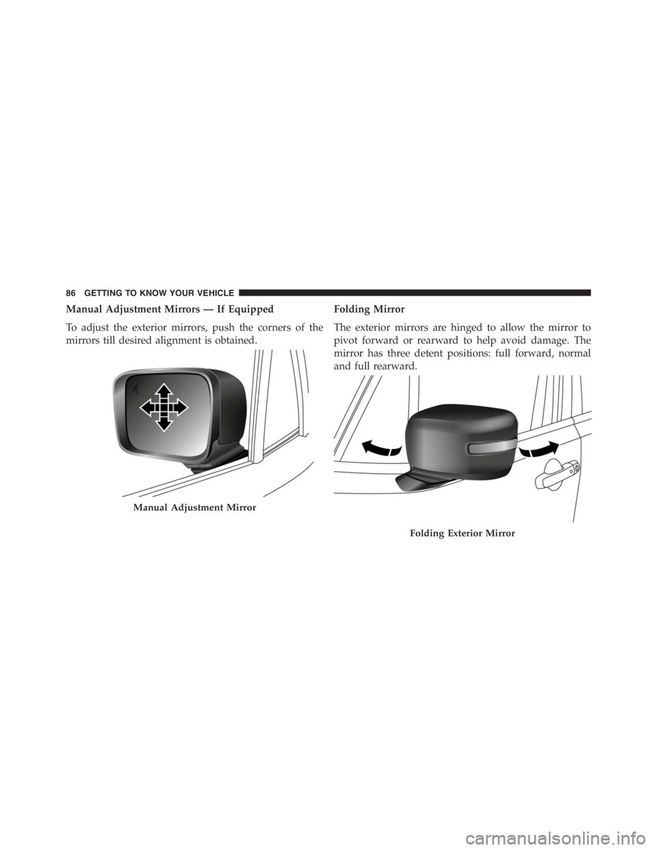 JEEP RENEGADE TRAILHAWK 2016 Manual Online Folding Exterior Mirror
86 GETTING TO KNOW YOUR VEHICLE 