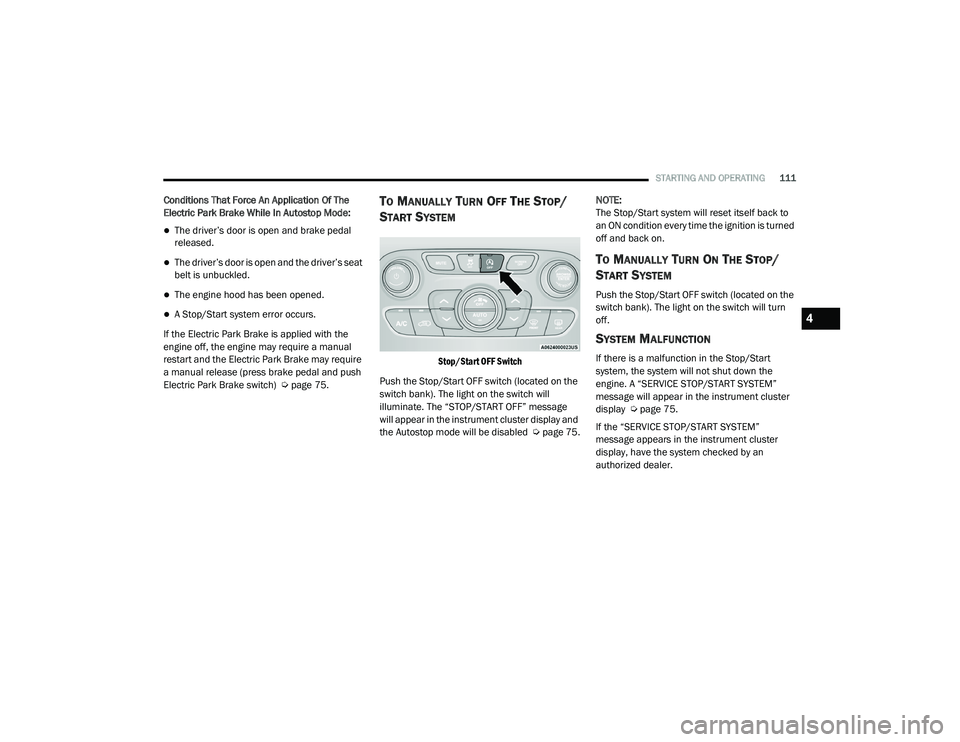 JEEP RENEGADE 2022  Owners Manual 4

21_BV_OM_EN_USC_t.book  Page 111   
