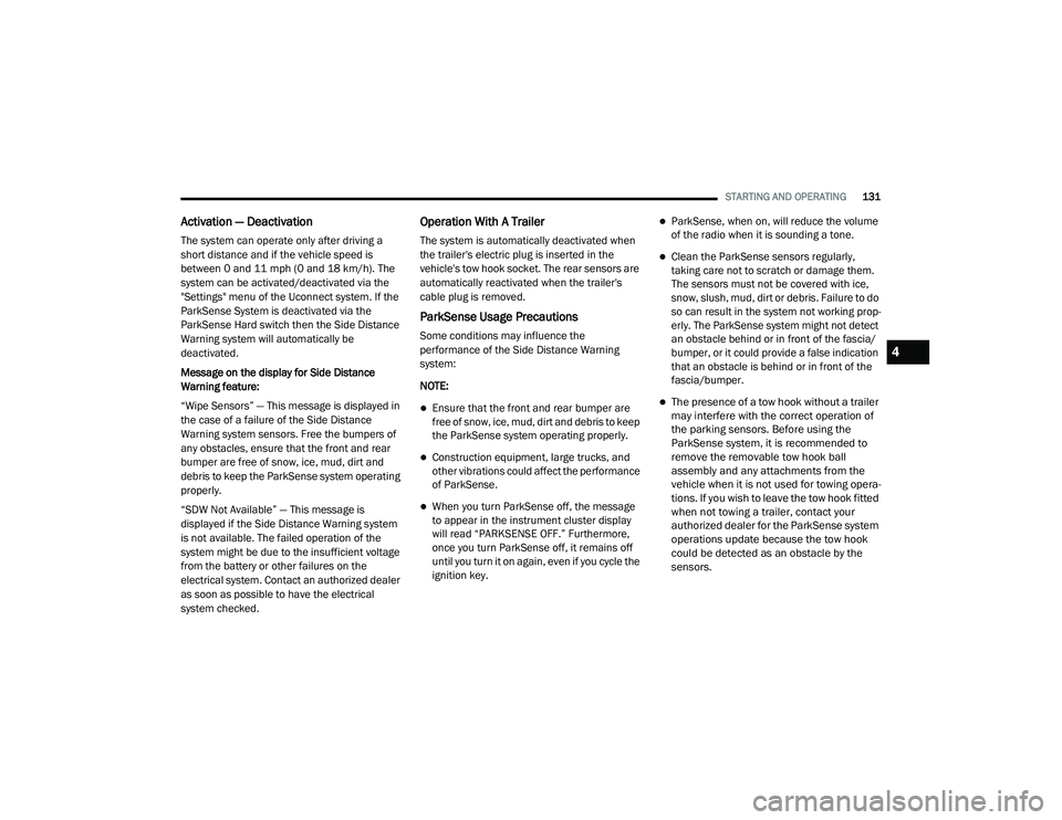 JEEP RENEGADE 2022  Owners Manual 
4

21_BV_OM_EN_USC_t.book  Page 131   