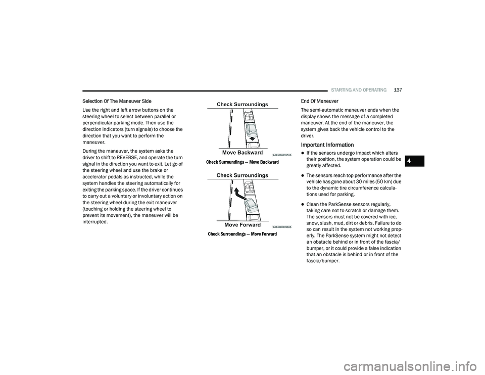JEEP RENEGADE 2022  Owners Manual 4

21_BV_OM_EN_USC_t.book  Page 137   