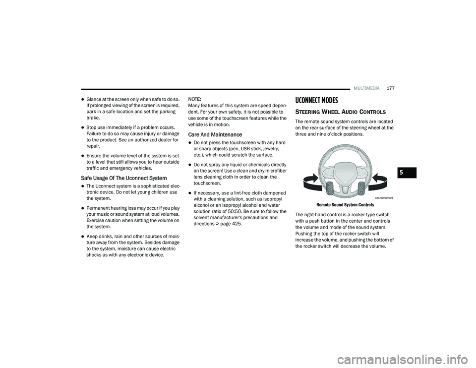 JEEP RENEGADE 2022  Owners Manual 5

21_BV_OM_EN_USC_t.book  Page 177   