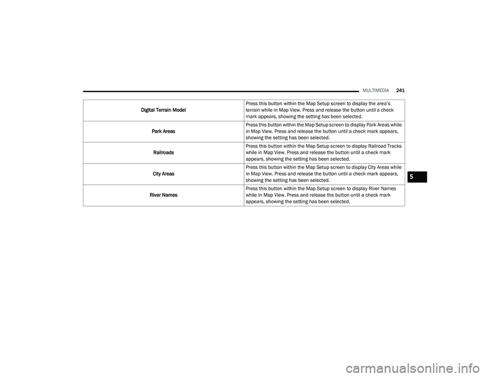 JEEP RENEGADE 2022  Owners Manual 5

21_BV_OM_EN_USC_t.book  Page 241   