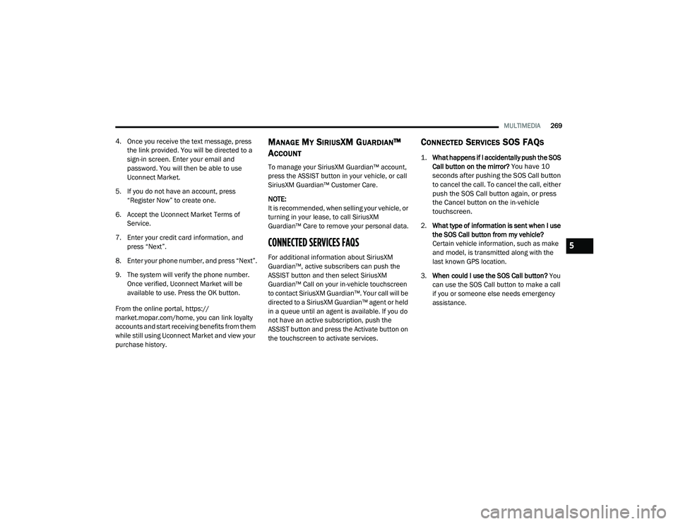 JEEP RENEGADE 2022  Owners Manual 5

21_BV_OM_EN_USC_t.book  Page 269   