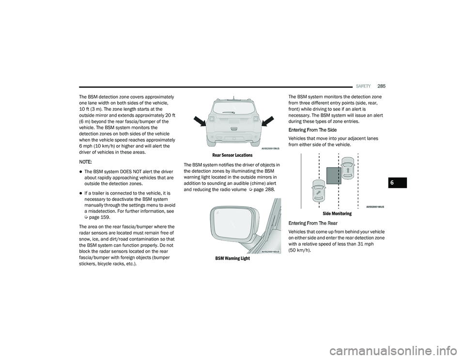 JEEP RENEGADE 2022  Owners Manual 6

21_BV_OM_EN_USC_t.book  Page 285   