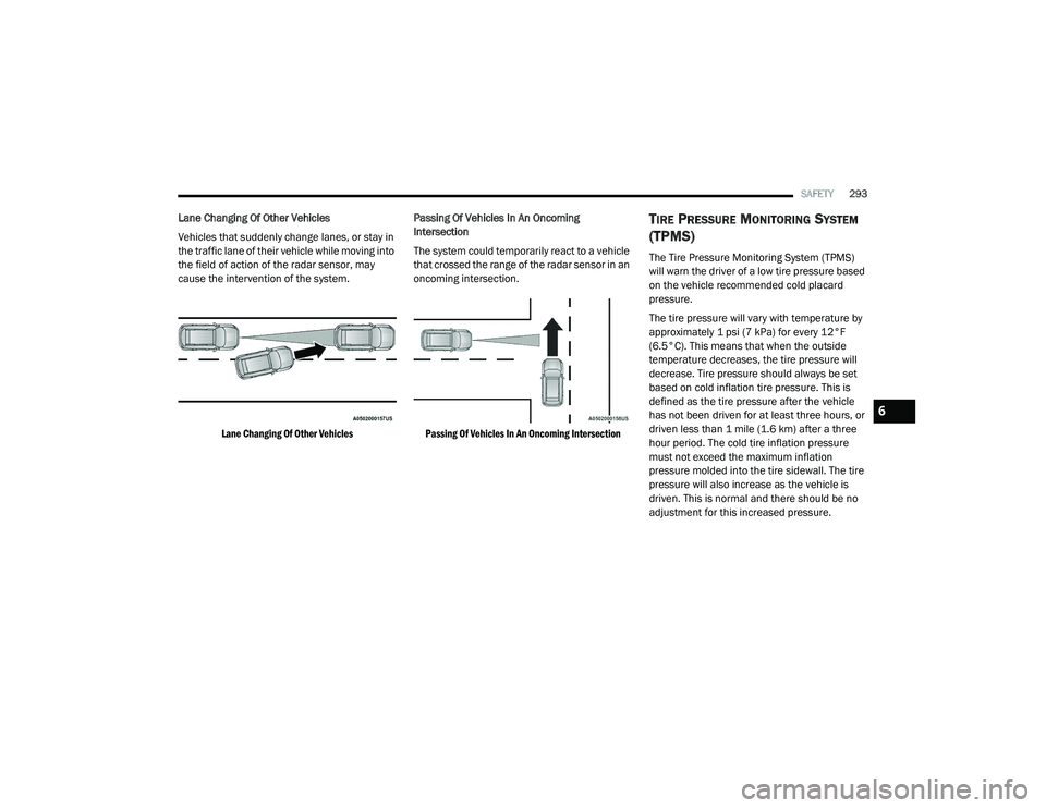 JEEP RENEGADE 2022  Owners Manual 6

21_BV_OM_EN_USC_t.book  Page 293   