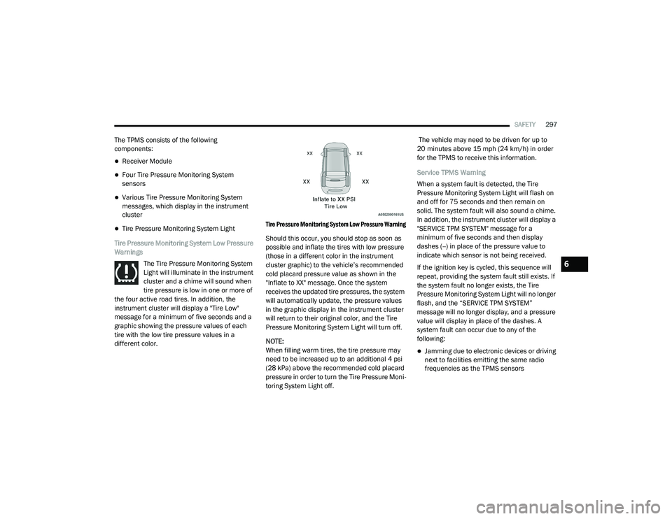 JEEP RENEGADE 2022  Owners Manual 6

21_BV_OM_EN_USC_t.book  Page 297   