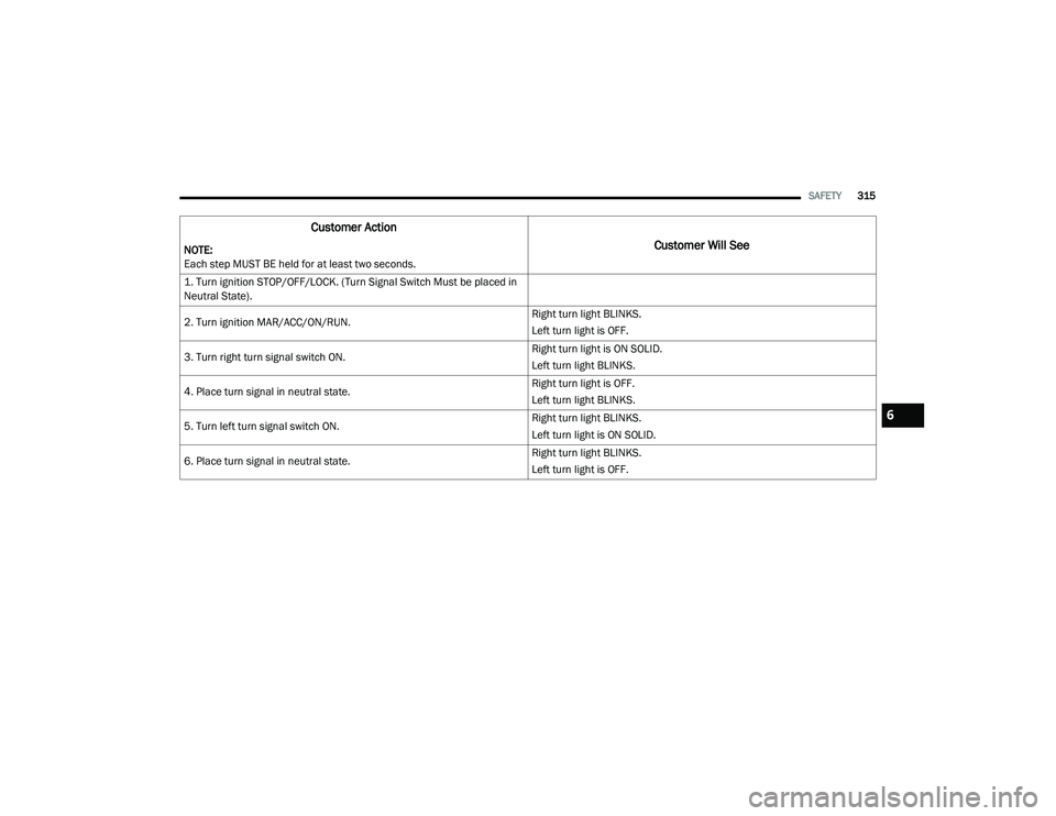 JEEP RENEGADE 2022  Owners Manual 6

21_BV_OM_EN_USC_t.book  Page 315   