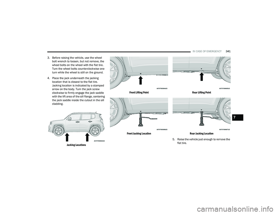 JEEP RENEGADE 2022  Owners Manual 7

21_BV_OM_EN_USC_t.book  Page 341   